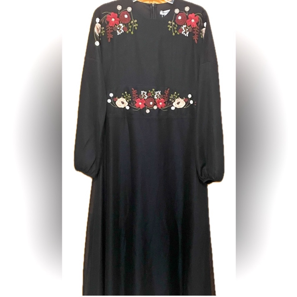 Floral Embroidered Mesh Overlay Dress